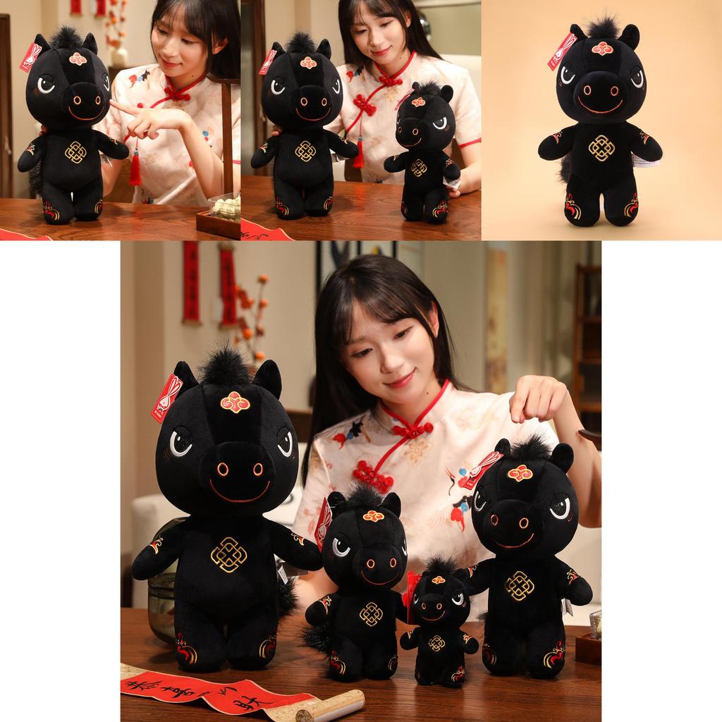 Horse Year Mascot Plush Toy With Soft Short Pile For Chinese New Year Gift