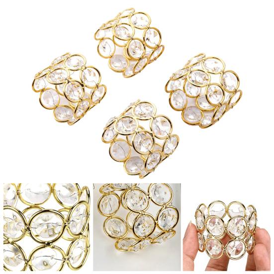 6 Teile/satz Serviettenring Luxus Faux Kristall Perlen Metall Glänzend Elegante Tischdekoration Abendessen Serviettenhalter Schnalle Hochzeit Party Festival Lieferungen