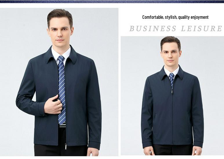 High-end Men's Lapel Jacket - 2024 Spring/Autumn Loose Fit Plus Size for Middle-aged & Elderly