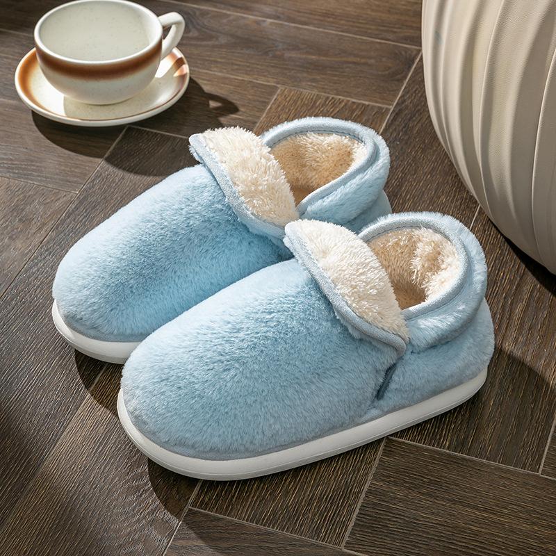 Bag heel cotton slippers non-slip elderly women's winter new thickened and velvet mother warm cotton shoes thick sole