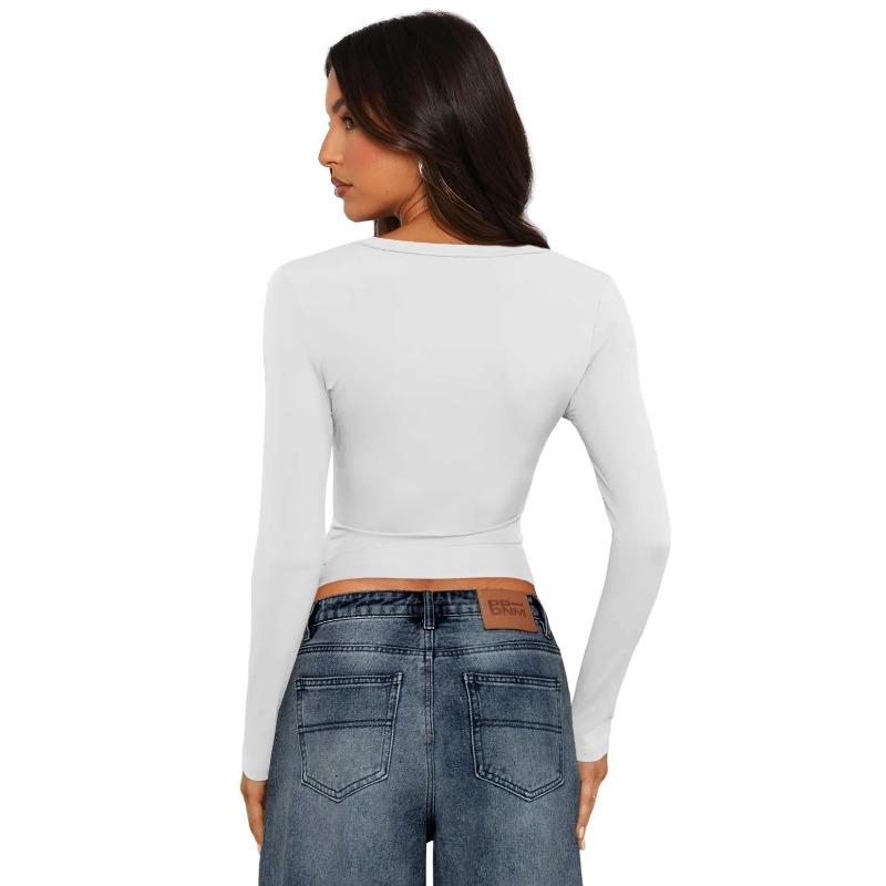 Women's Tight Round Neck Sexy Hottie Nude Single Wear Long Sleeve Top