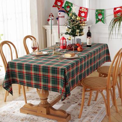 Amerikanische garngefärbte Weihnachts-Tischdecke - Rot und Grün kariert Baumwolle Polyester für Kaffee- und Esstische.