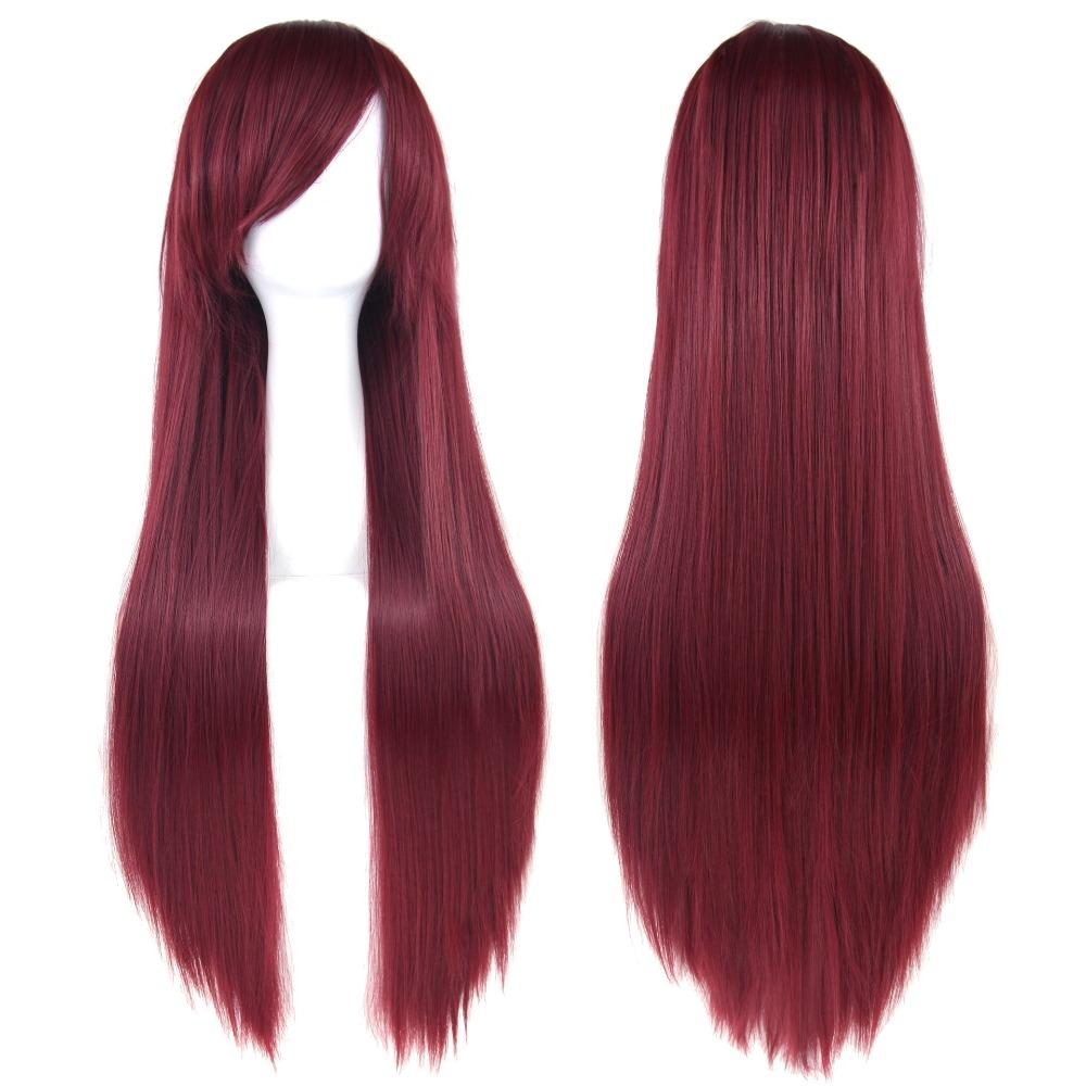 Heat Resistance Long Synthetic Hair 80cm Anime Straight Hairpiece Halloween Cosplay Wigs  Costume