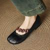 Soft leather version~ Flat bottom round head small leather shoes shallow mouth Mary Jane shoes women's new evening super soft small soft leather sing