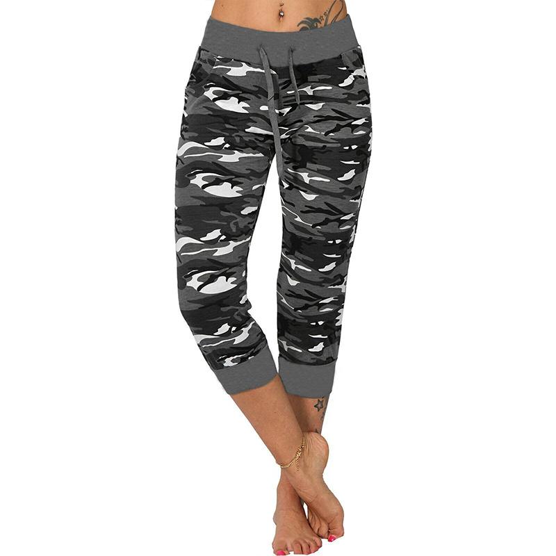 Waist Camouflage Printed Capri Leggings 