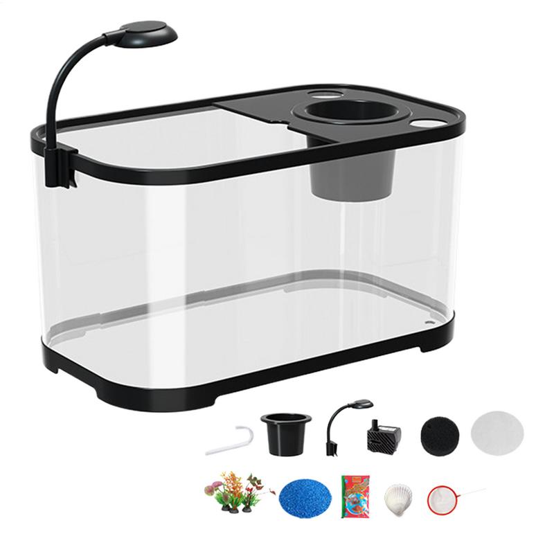 Fish Tank Aquarium Kit Small Beginner Fish Tank Decorative Fish Tank For Terrapin Tortoise Turtle Household Clear Aquarium