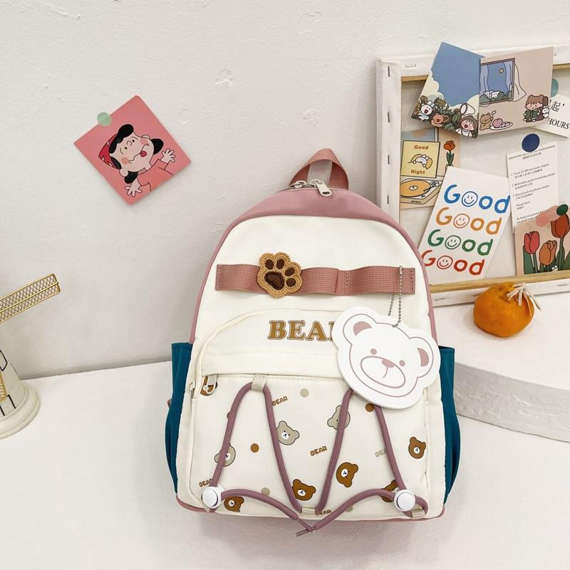 Kindergarten Primary School Students Schoolbag Cute Cartoon Cute Bear Boys And Girls Backpack Printed Children'S Bag