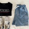Summer New Boys Denim Shorts Cargo Casual Outwear Quarter Pants Kids Hot Shorts