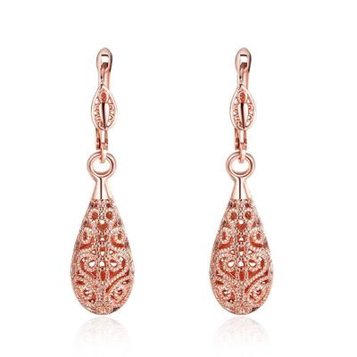 Jewelry Brand Popular Earrings Hoop Silver Platinum Pink Gold Dangling Simple Drop Earrings Fashion Accessories Women's (PinkGold)