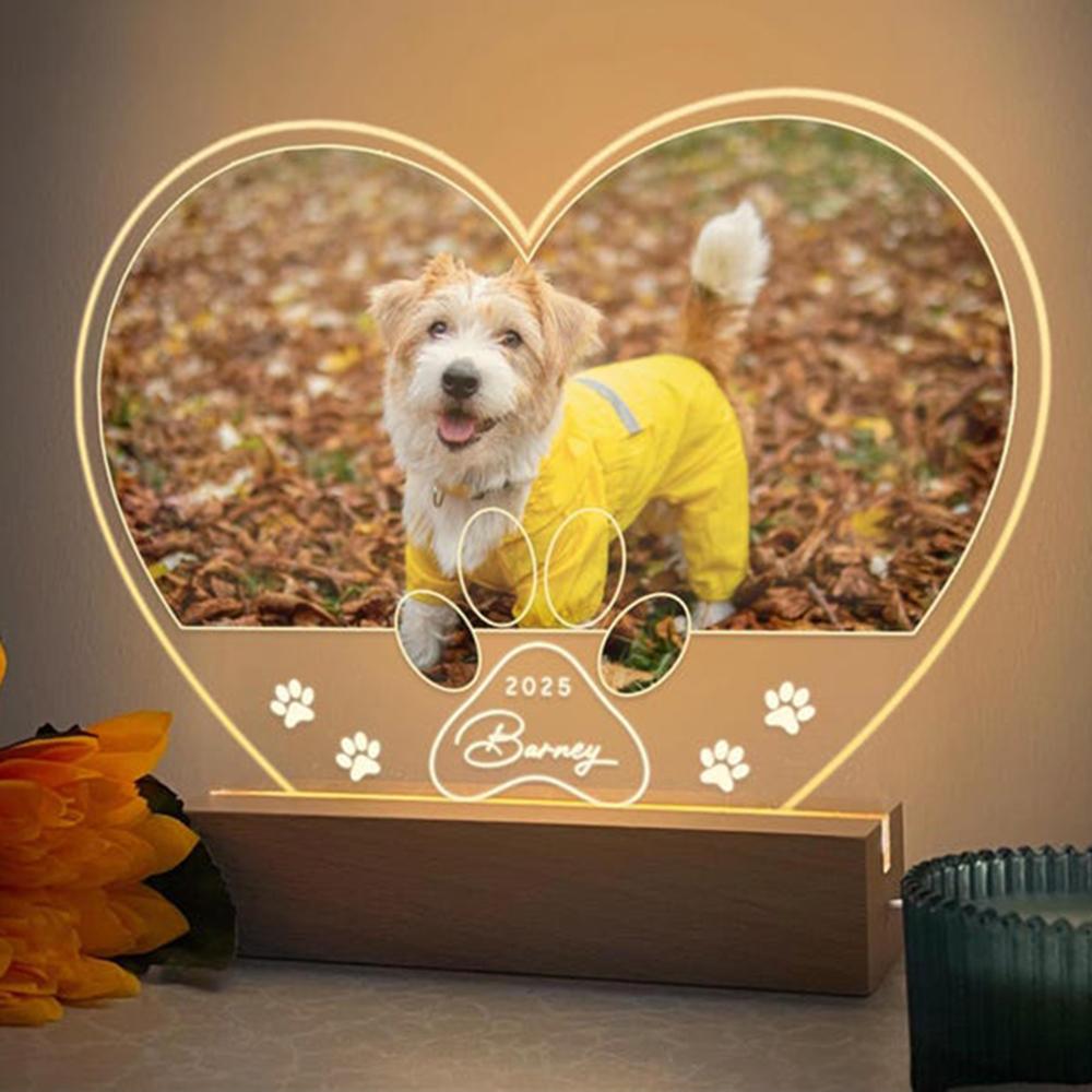 Pet Growth Memorial Dog Night Light Personalized Custom Photo Ornament Record Lovely Moment Of Dog Life Home Decoration Gift
