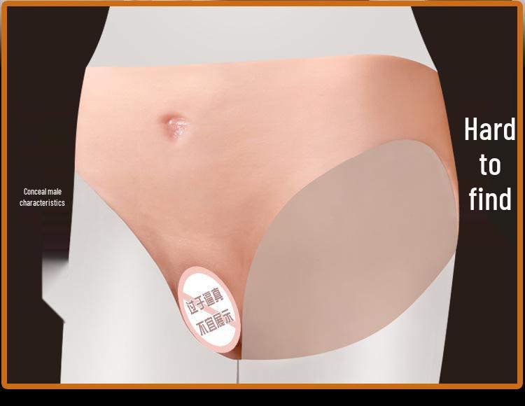 Dlouhé silikonové kalhotky Vagina pro lesby - Měkká nositelná intimní hračka