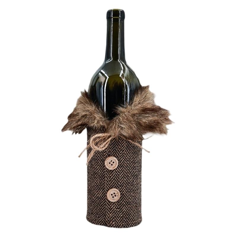 Red Wine Bottle Sleeve Christmas Dinner Table Decorative Bottle Cover For Family Gathering Festival Event Setting