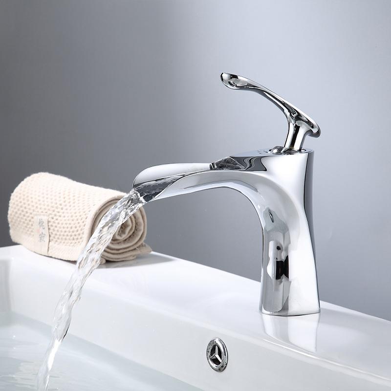 Bathroom Waterfall Basin Sink Faucets Hot Cold Tap Deck Mounted Water Mixer Crane Antique Bronze Chrome White Black Gold