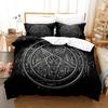 Dark Satanic Duvet Cover Set Satan Goat Inverted Pentagram Skull Bedding Set Full King Size Bed Set Bedroom Comforter Cover Set