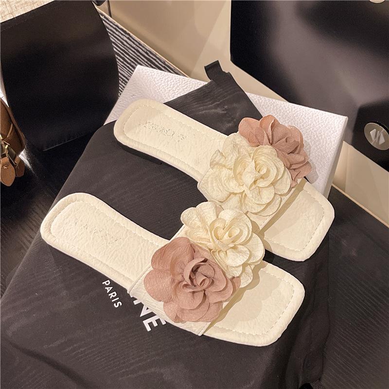 

Премиальный сенс красивый, изысканный, не утомляет, тапочки, новые летние модели с юбками, выходные сандалии цветы 35 бежевый