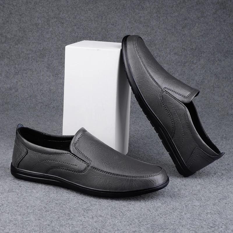 Fashion New Men's Shoes Handmade Men Casual Leather Loafers For Man Versatile Mocasine Slip-On Flats Design Man Driving Shoes Boat Shoes
