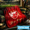 Benutzerdefinierte Namens-FK Crvena zvezda Flanelldecke, Verwendung als Geburtstags-/Feiertagsgeschenk, Weiche Decke für Sofa/Bett/Camping/Büro, Heimdekoration
