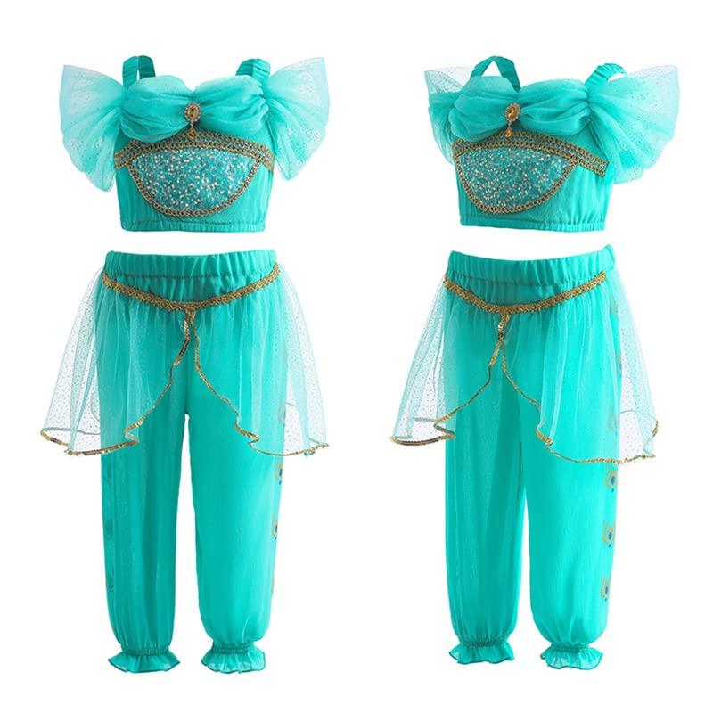 CREDIBLE Princess Cosplay Luxury Arabian Costume Set Heart Magic Original NT5461 Dress, Kids' Costume, 7-Piece (Top, Pants, Tiara, Necklace, Bracelet,