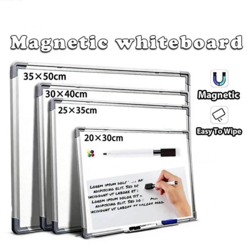 Wall-Mounted Double-Sided Magnetic Aluminum Whiteboard With Two Magnets And Whiteboard Marker With Eraser For Teaching Learning