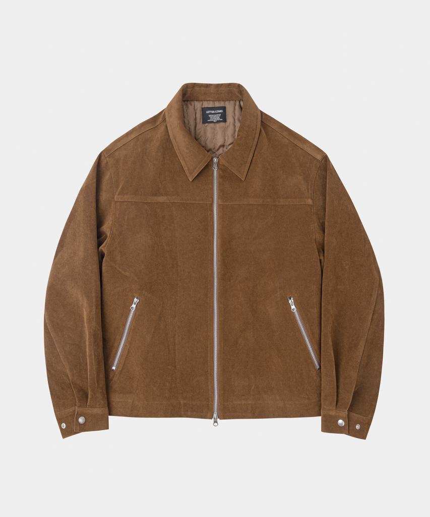 Lettercomo Western Chest Suede Blouson Jacket Dark Camel
