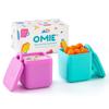 OmieBox (2-Pack) Leakproof Dip Containers, Salad Dressing Containers, and Condiment Containers with Lids, Food-Safe Silicone, 4 Oz (Pink/Teal)