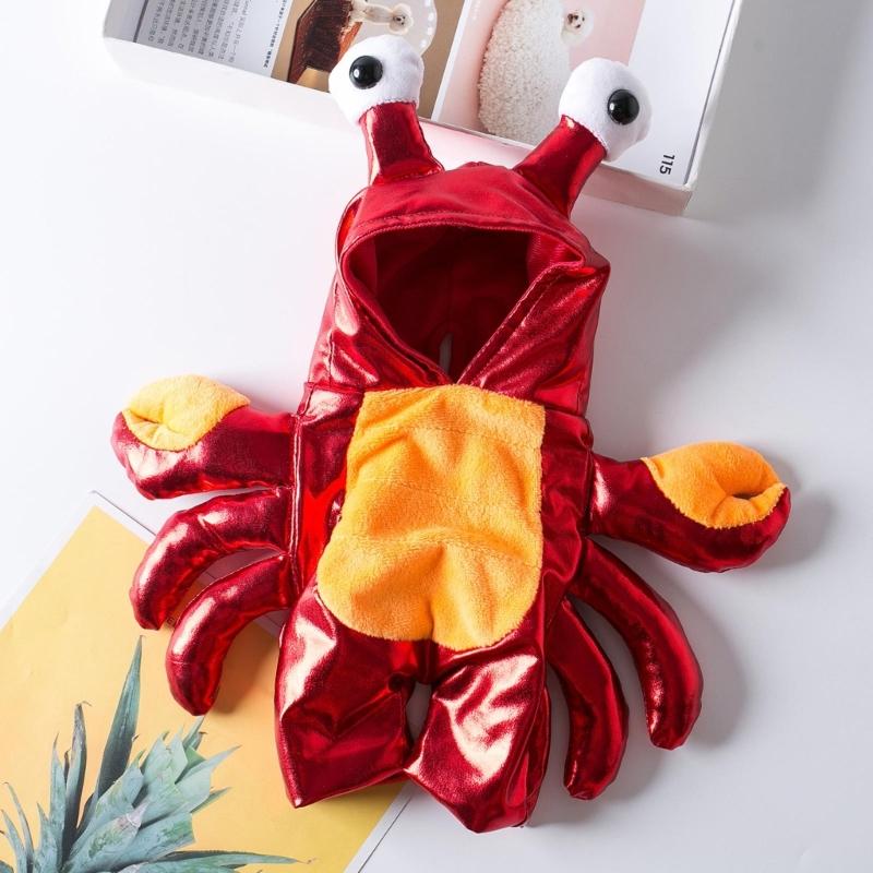 Dog Polyester Puppy Pet Small Dog Clothes, Cartoon Crab Costume Cold-Weather Pet Cartoon New Year Cosplay Dress Crab