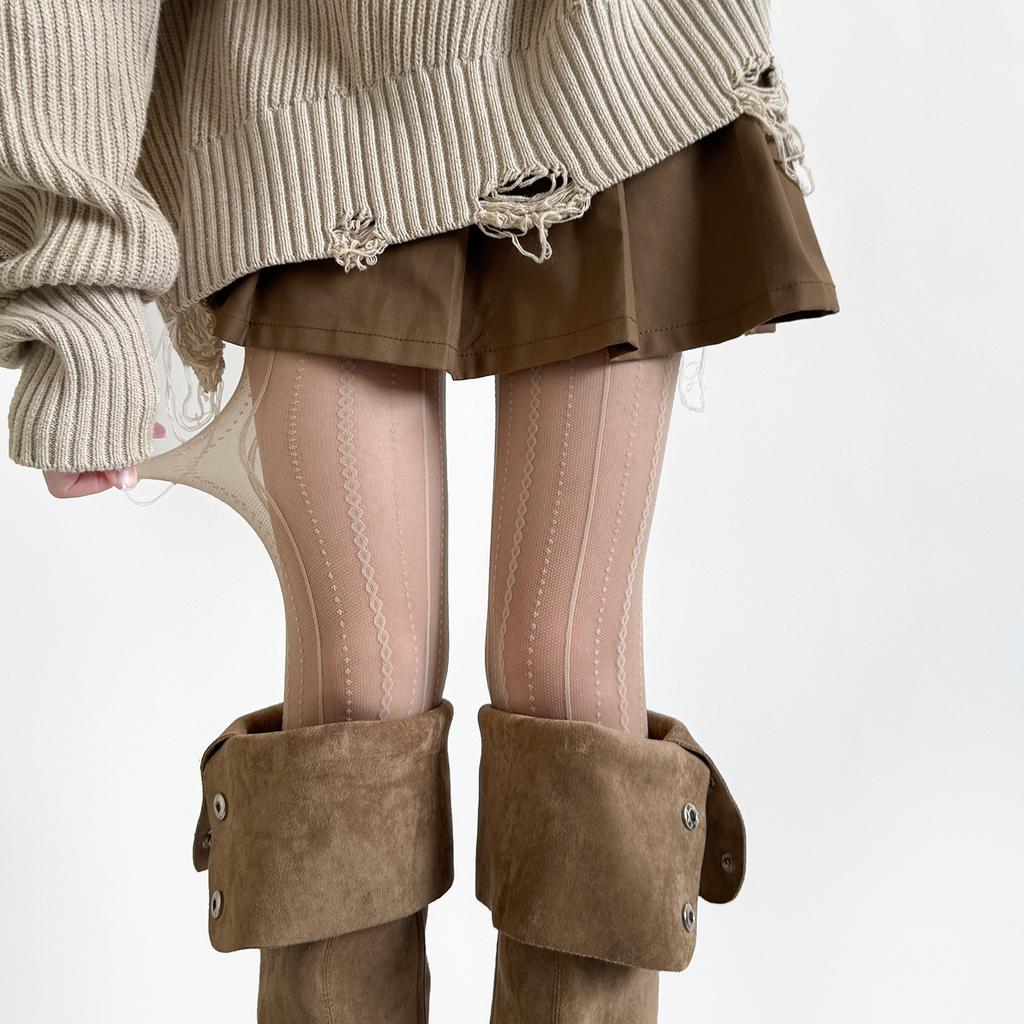 Irregular ripped suspenders sexy hollow black stockings summer thin pure desire white pantyhose niche y2k