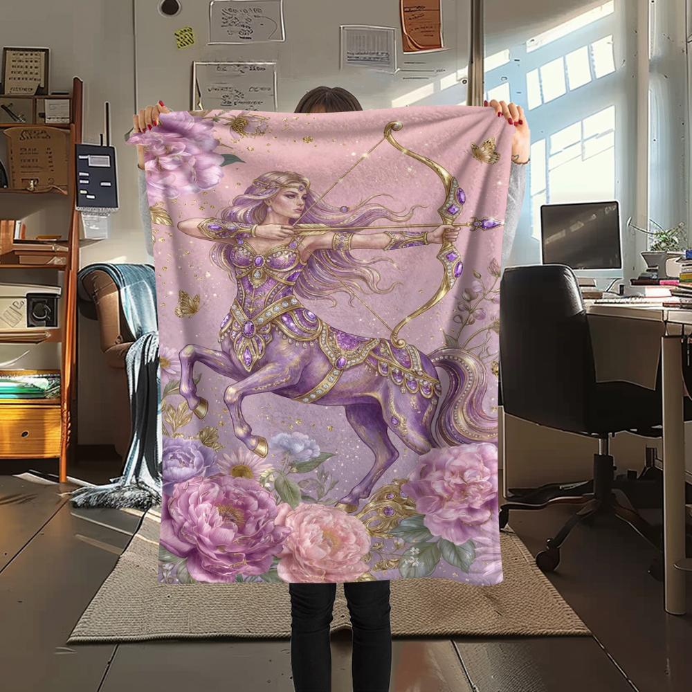 1Pc Centaur Print Flannel Blanket, High quality Comfortable for All Seasons, Home Decor, Warmth and Comfort, Perfect for Christmas Gifts W90