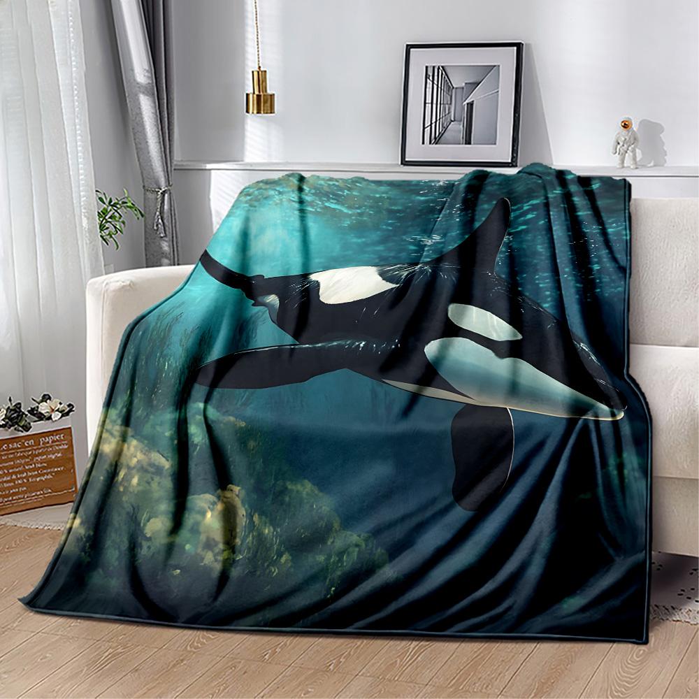 Ocean Animal Flannel Blanket - Soft and Comfortable, Suitable for Sofas, Beds, Offices, Travel, All Seasons, and A Great Gift for The Holidays.