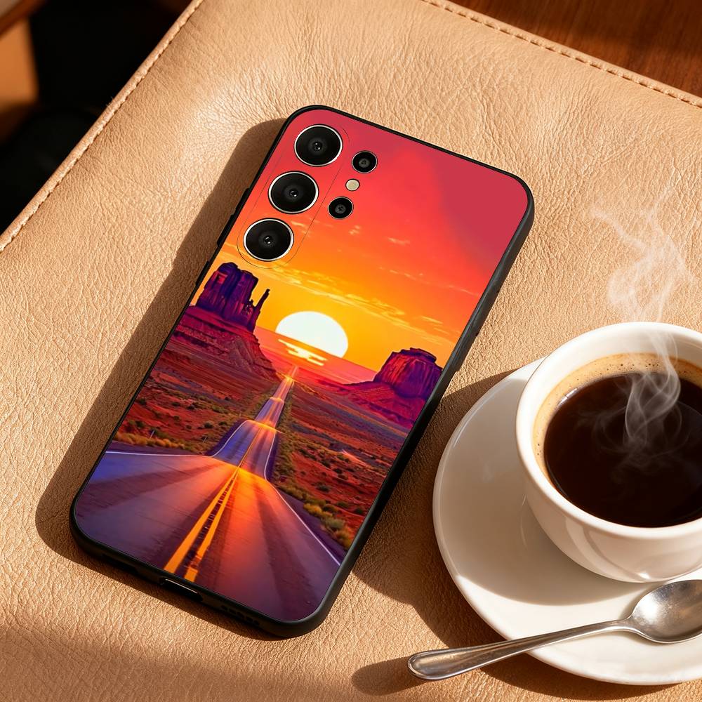 P-Malerei S-Sonnenuntergang Handyhülle Für Samsung S25,24,23,22,30,21,10,9,Ultra,Plus,Lite,FE Weiche Schwarze Hülle