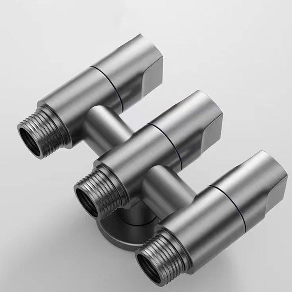 3 Way Angle Valve Grey One Inlet Three Outlets Silver