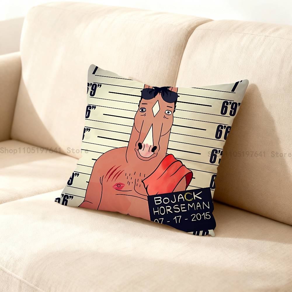 Cartoon B-BoJack H-Horseman Pillow Case cute cartoon anime peripheralsBedroom Sofa Decorative Cushion Cover Soft Cushion Cover