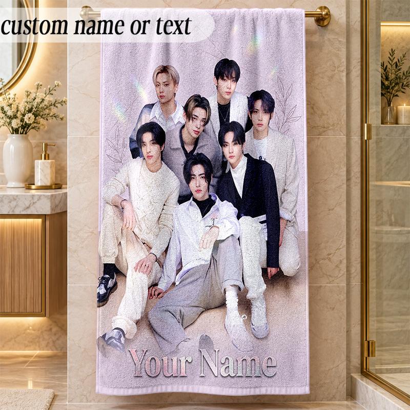 Beach TowelENHYPEN Custom Name Text Personalized Soft Towel for Beach Pool Indoor Home Decor Gift