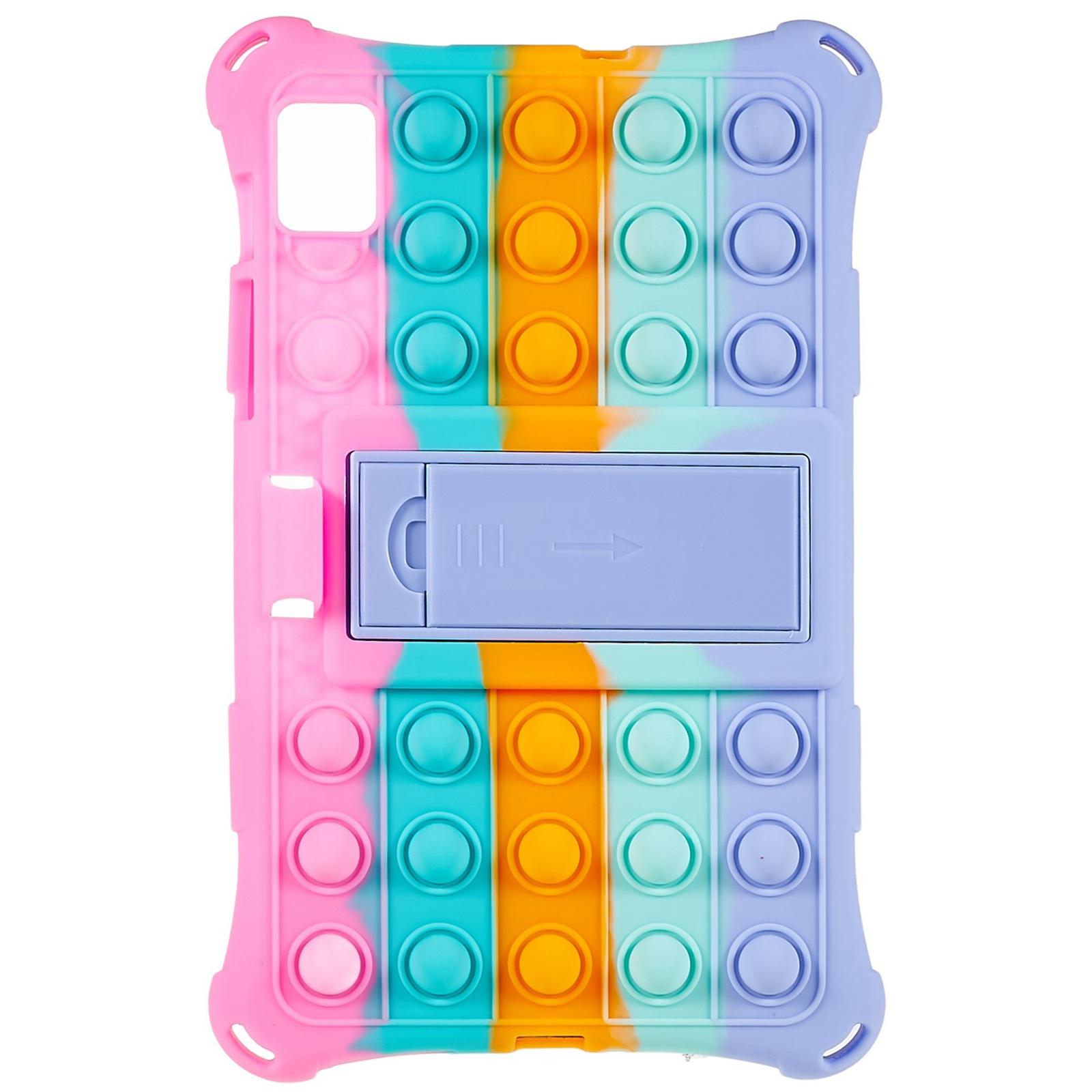 

For Realme Pad Mini Fidget Pop Toys Push It Bubble Shockproof Soft Silicone Protective Case Tablet Shell with Built-in Kickstand Multi-color