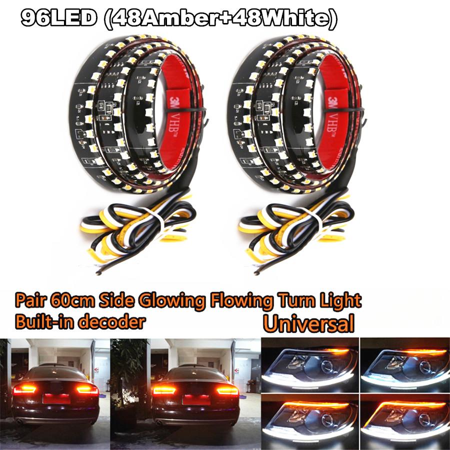 

2 шт. светодиодная фара, сигнал багажника, белая и желтая полоса, без ошибок, 12 В, универсальная