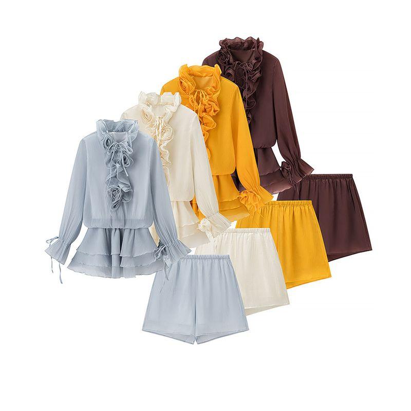 Kaslead New Women clothes Western Style Fashion Simple Casual Flowers Dress Shorts Set