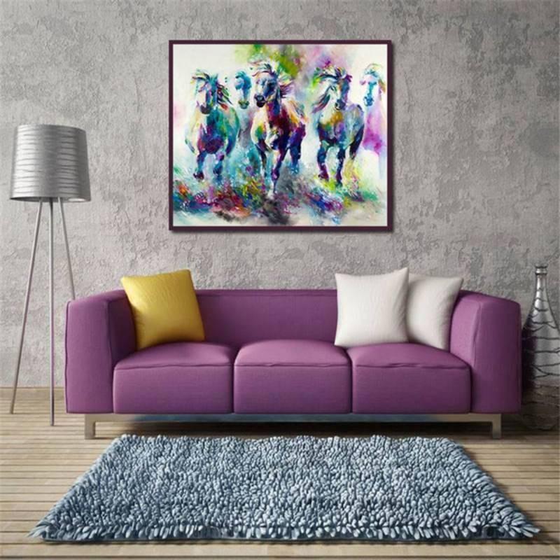 Colorful Pattern Horse Animal Canvas Wall Decoration Living Room Bedroom Draw