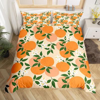 Cartoon Orange Duvet Cover Set Fresh Oranges Bedding Set for Kids Boys Girl Cartoon Citrus Fruit Comforter Cover Full Queen Size
