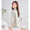 ORIGIN Women's Chinese Style Printed Stand Collar Mid-Sleeve Shirt