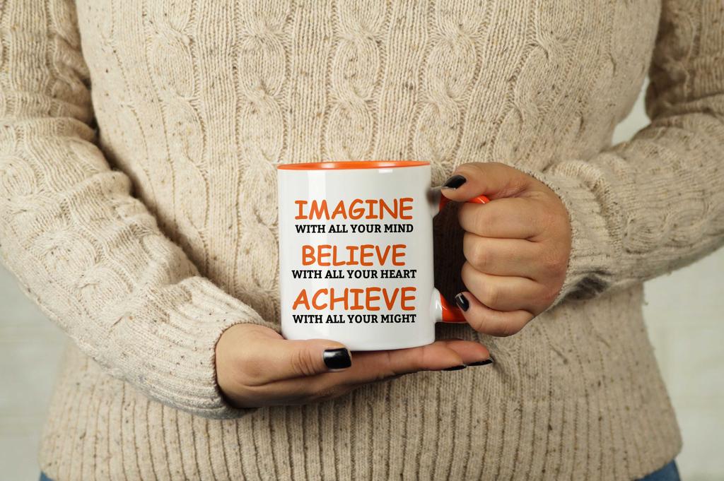 Inkdotpot 11 Oz  Ceramic Coffee  Mugs Imagine Believe Achieve Inspirational Quotes Gift For Co-Worker Boss