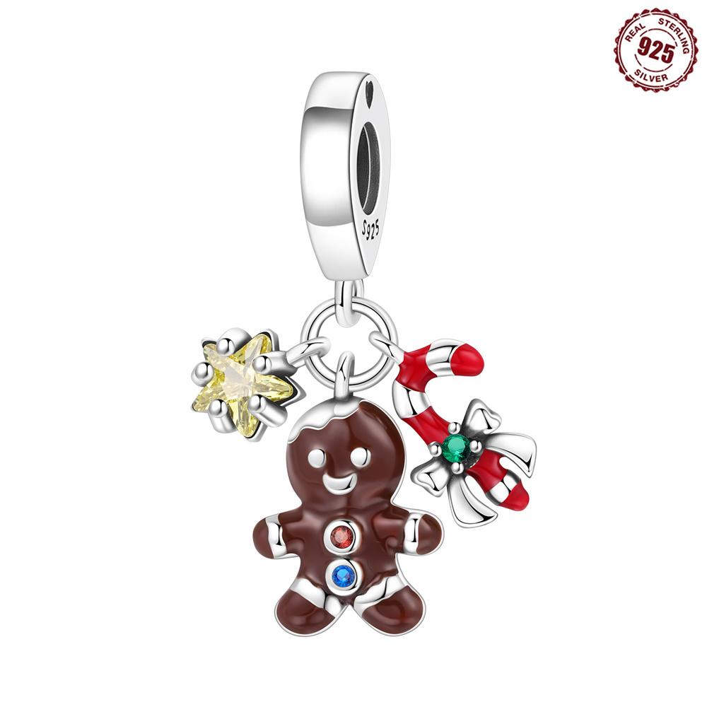 Popular Copper Snowman Beads & Santa Claus & Socks Dangle Charm Fits Bracelet & Necklace Christmas Pendant Gifts
