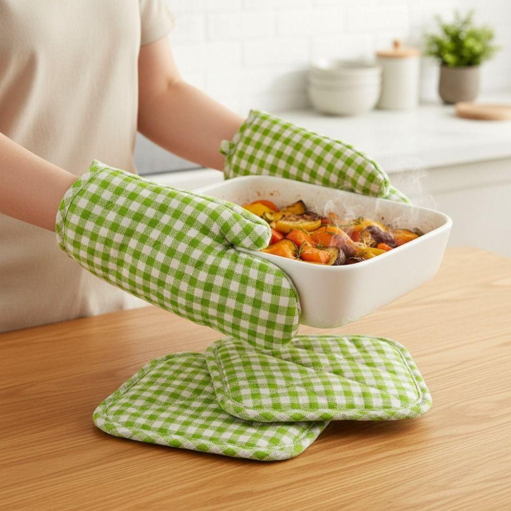 4 Piece/Set Cotton Lining Microwave Mitten Anti Scald Pot Holder Practical Kitchen Gloves Baking