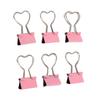60pcs Binder Clips with Heart Shaped Handle Pink Strong Clamping Force Paper Binder Clips for Tickets Clothes
