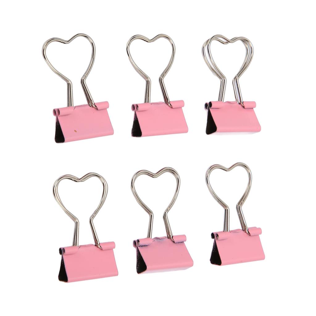 60pcs Binder Clips with Heart Shaped Handle Pink Strong Clamping Force Paper Binder Clips for Tickets Clothes