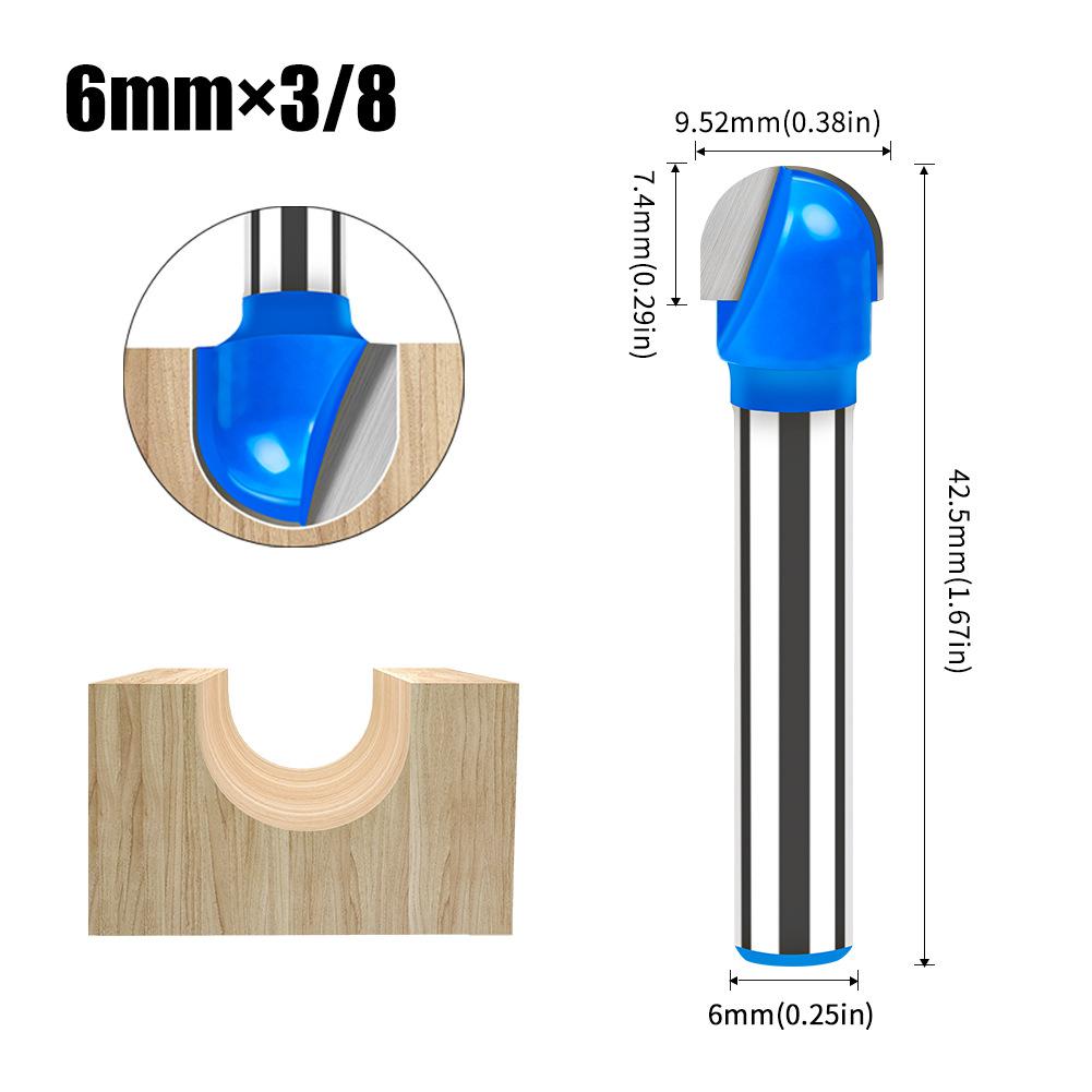 6mm Shank Round Nose Router Bit - Carbide Tipped Grooving Cutter for Woodworking, Edge Trimming & Decorative Carving