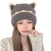 Autumn and Winter New Korean Style Cute Ear Hats for Women Japanese Style Knitted Woolen Hats Large Head Circumference Anti Cold Winter Warm Hats