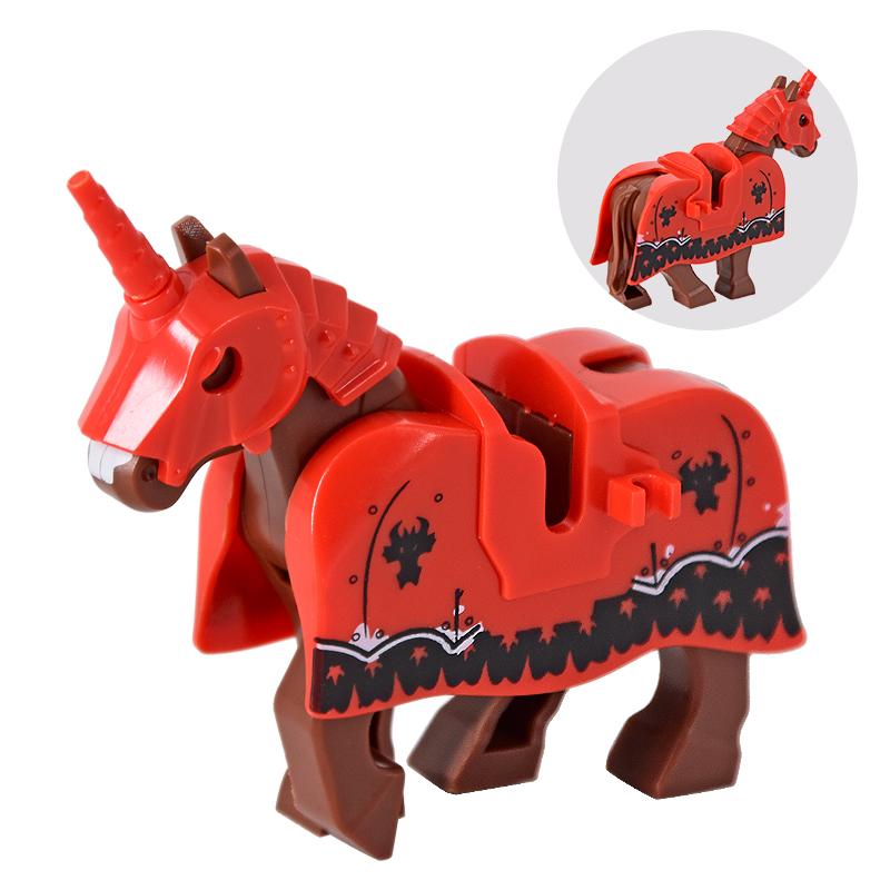 Jednotlivě prodávaný středověký rytíř římský válečný kůň Rohan zvíře stavebnice akční figurky DIY hračky pro děti dárky