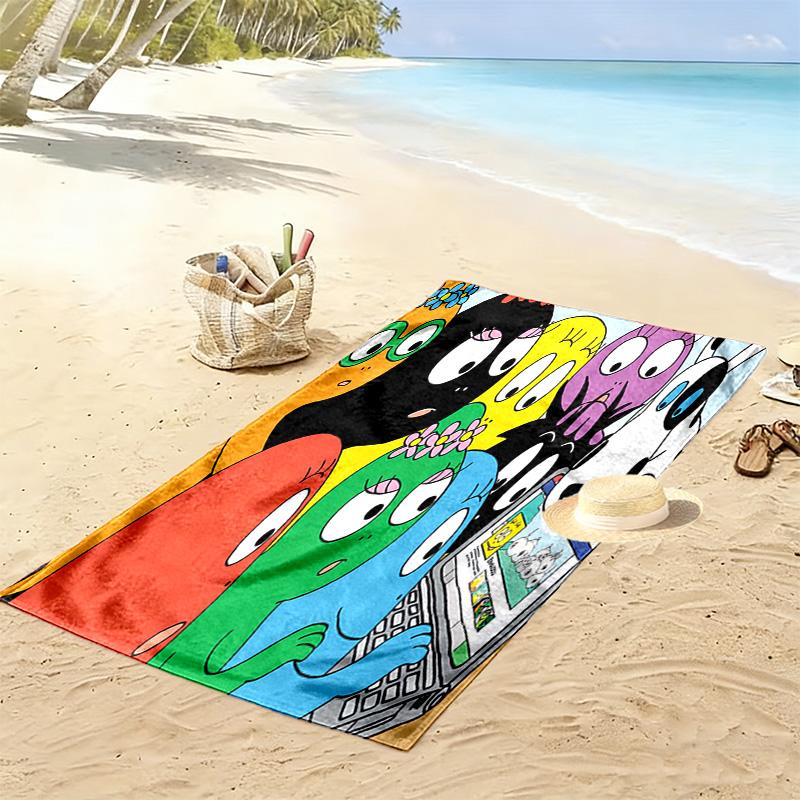Barbapapa Family Print Beach Towel, Large Soft Quick Dry Towel for Beach Camping Swimming