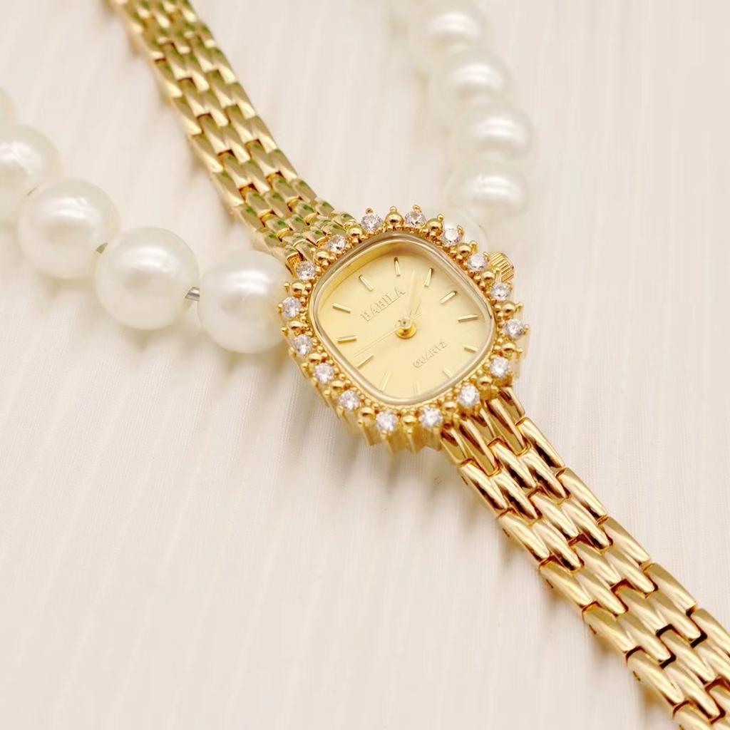 High Quality Vintage Ladies WristWatches Dress Gold Luxury Crystal 24k Women Diamonds Stainless Steel Clock Montre Femme