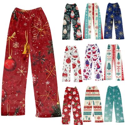 Damen Winterhose in voller Länge, lange Hose mit Weihnachtsdruck